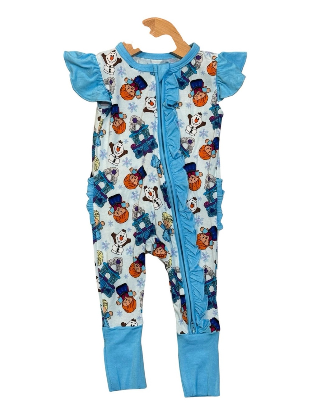 Disney Frozen Print Bamboo Ruffle One-Piece for Kids